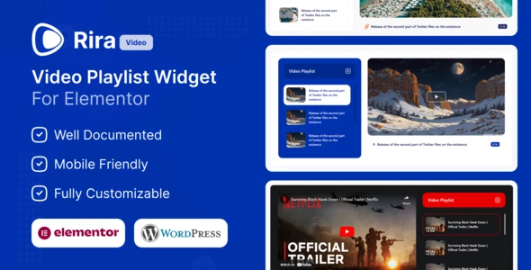 Rira Video – Elementor Video Playlist Widget